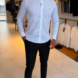 social xadrez tommy hilfiger manga longa
