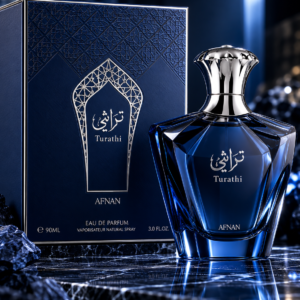 perfume turathi em azul profundo